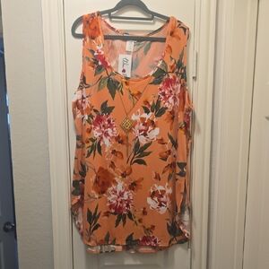 Pink and White Floral Sleeveless Tank Top